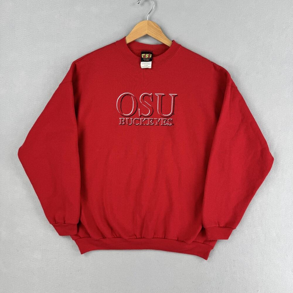 Vintage Ohio State Buckeyes Sweatshirt Mens XL Red NCAA Football OSU TSI 90s